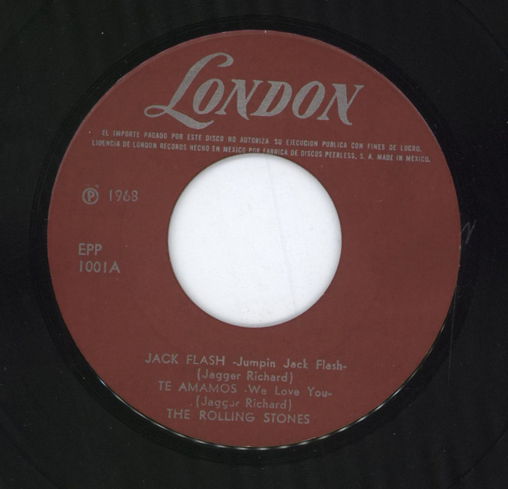 The Rolling Stones Jack Flash E.P. - 3rd Mexican 7" vinyl single (7 inch record / 45)