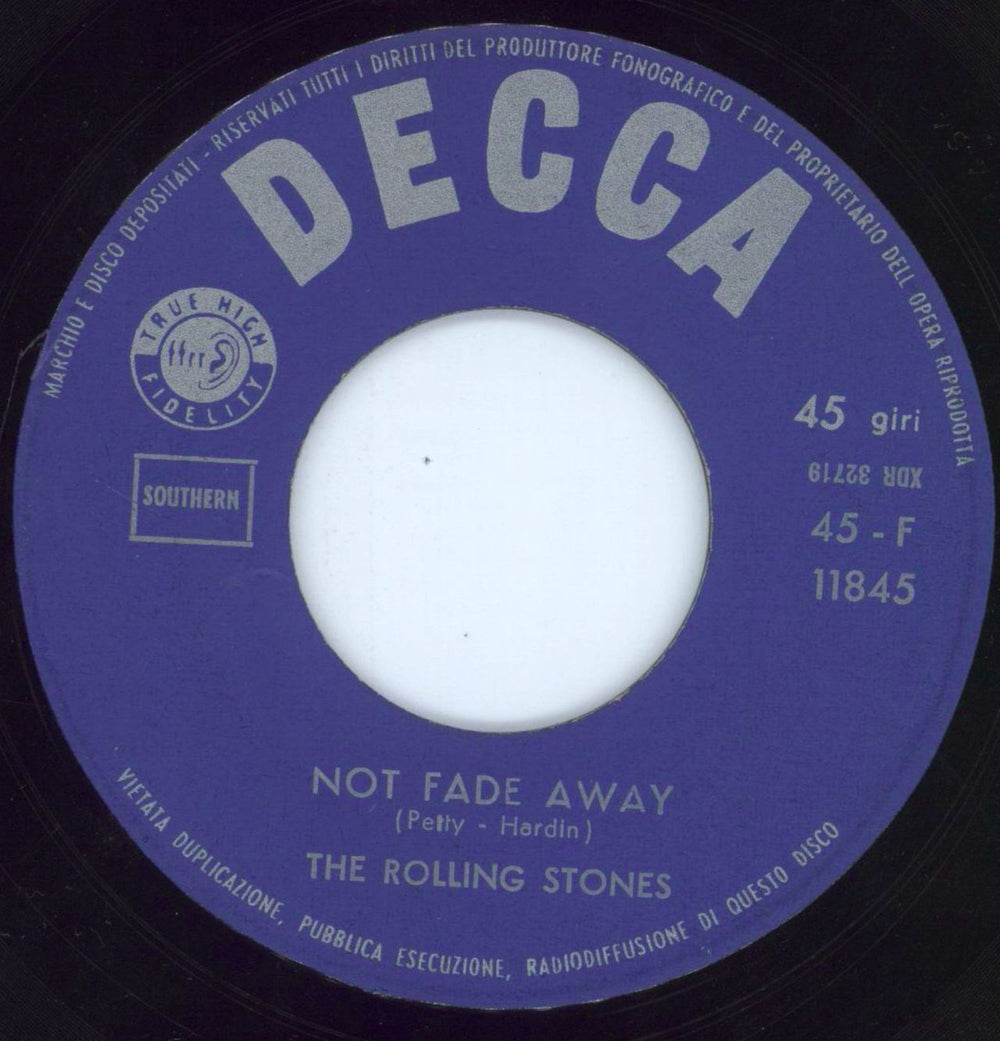 The Rolling Stones Not Fade Away - Blue & Green p/s UK 7" vinyl single (7 inch record / 45) ROL07NO804509