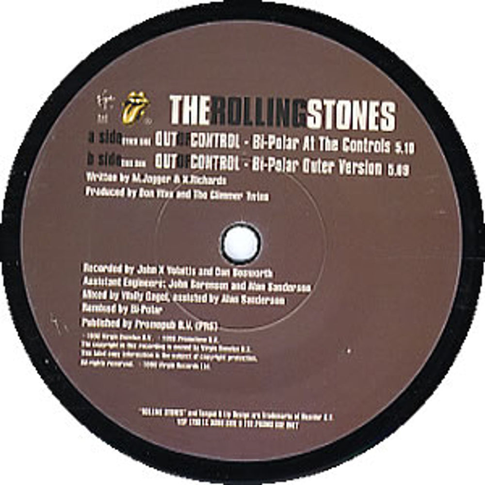 The Rolling Stones Out Of Control - Withdrawn Brown Label UK Promo 7" vinyl single (7 inch record / 45) VSP1700