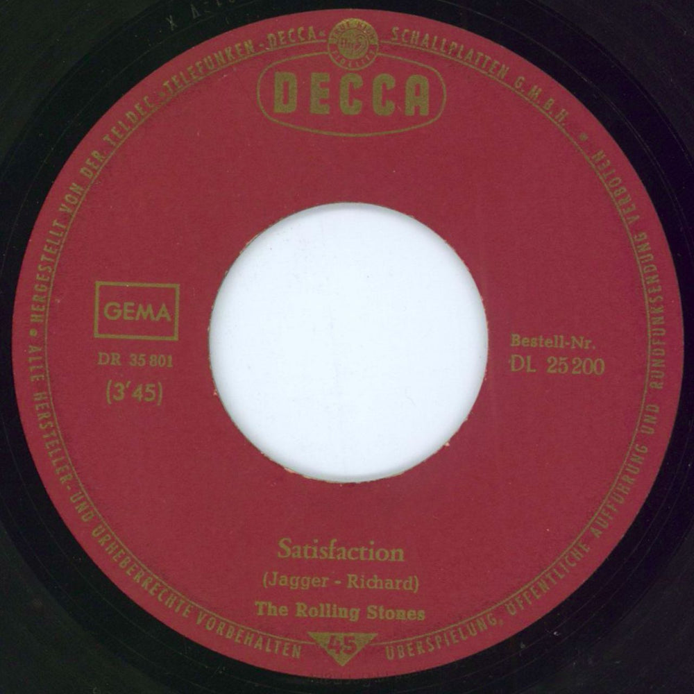 The Rolling Stones Satisfaction - 2nd German 7" vinyl single (7 inch record / 45) ROL07SA792235