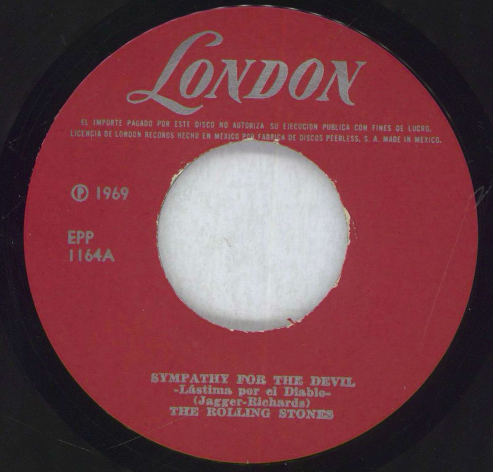 The Rolling Stones Sympathy For The Devil Mexican 7" vinyl single (7 inch record / 45) ROL07SY112570