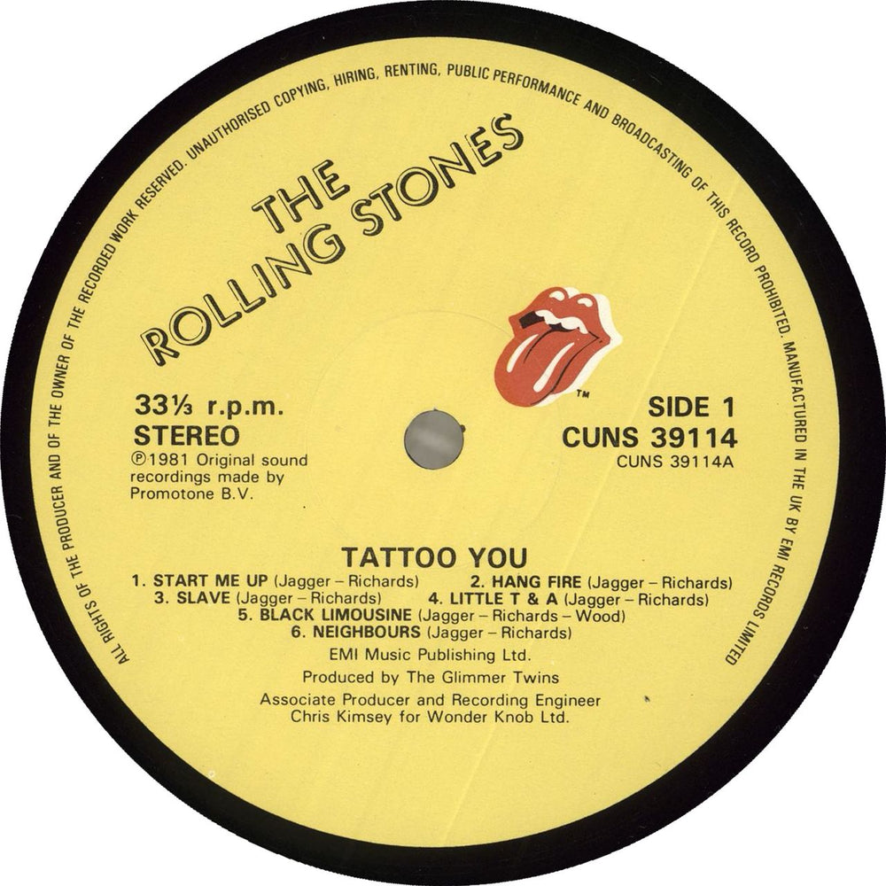 The Rolling Stones Tattoo You - 2nd UK vinyl LP album (LP record)