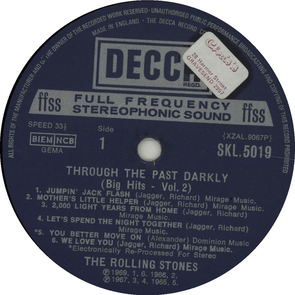 The Rolling Stones Through The Past Darkly - 3rd - Oct - woc UK vinyl LP album (LP record)