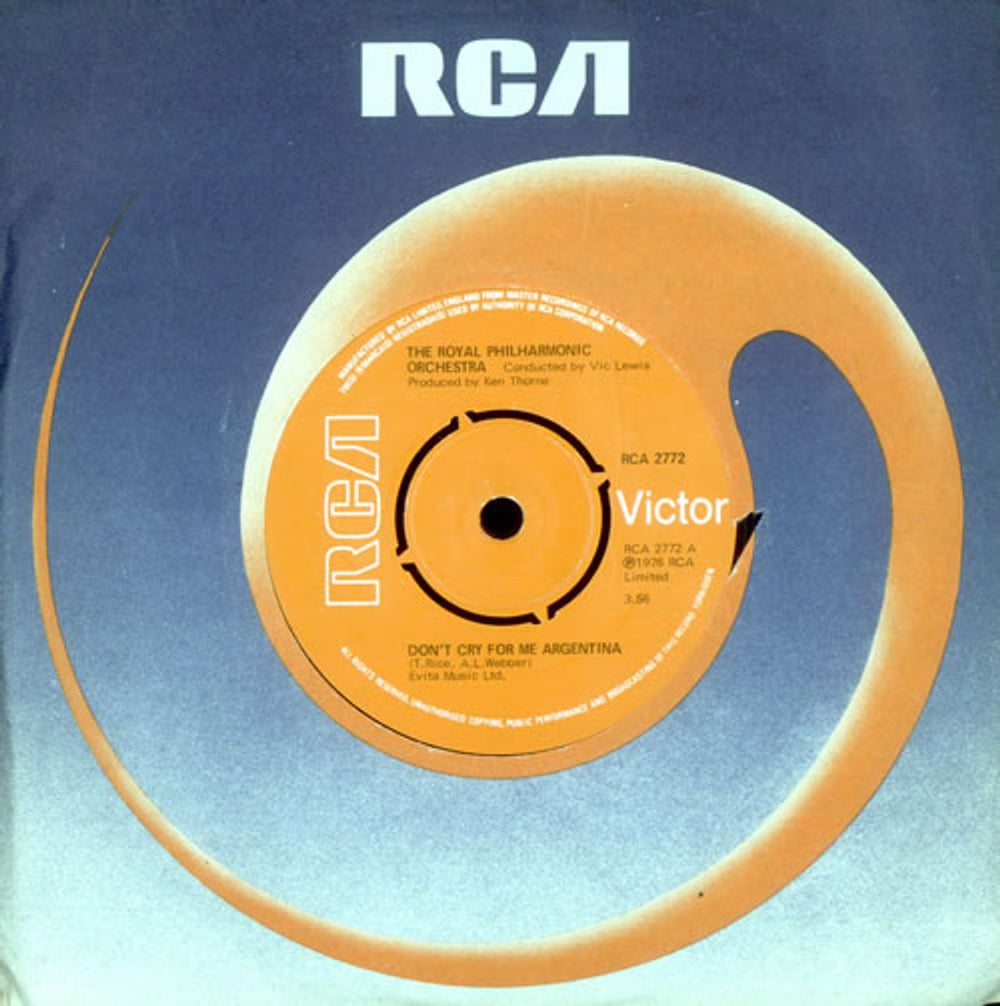 The Royal Philharmonic Orchestra Don't Cry For Me Argentina UK 7" vinyl single (7 inch record / 45) RCA2772