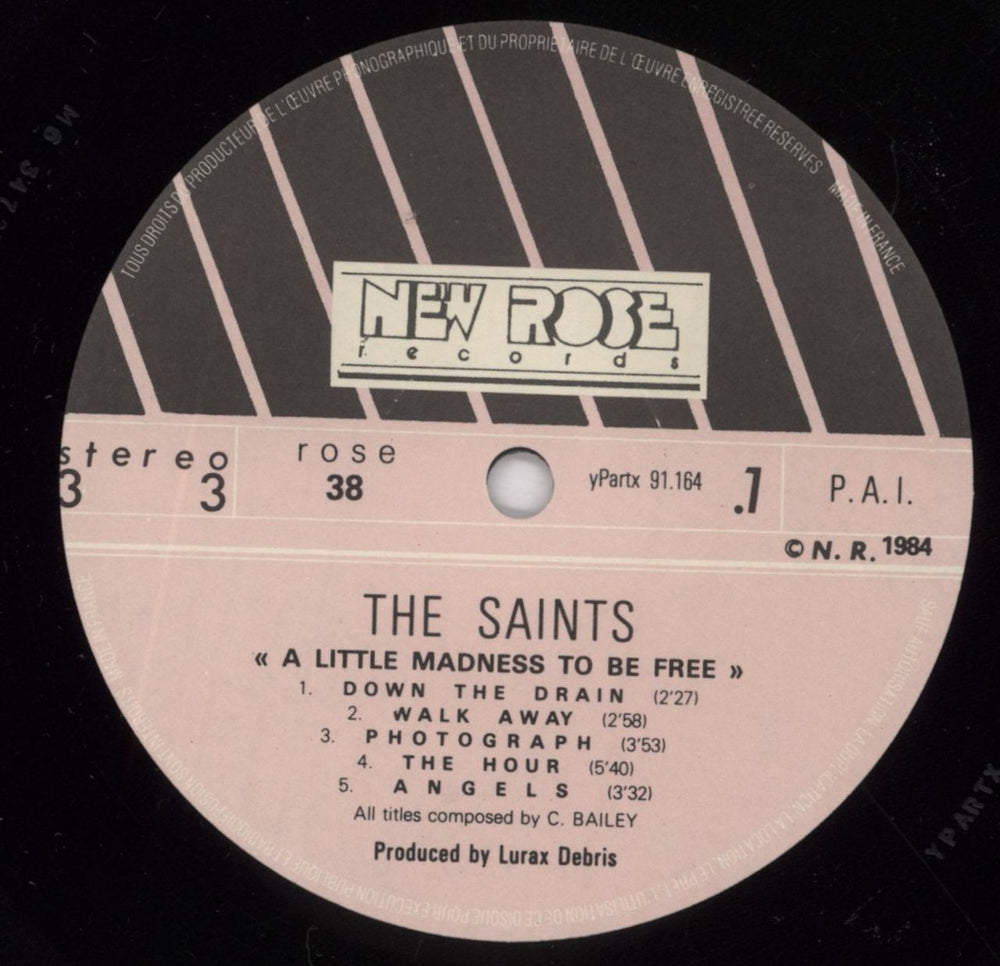 The Saints A Little Madness To Be Free French vinyl LP album (LP record) IASLPAL829034