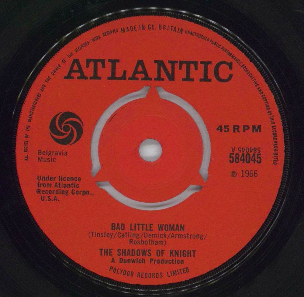 The Shadows Of Knight Bad Little Woman UK 7" vinyl single (7 inch record / 45) 584045