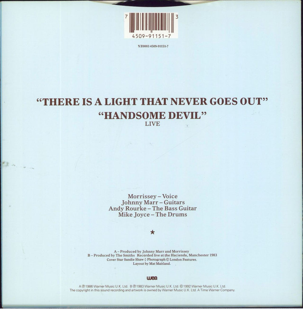 The Smiths There Is A Light That Never Goes Out - Solid UK 7" vinyl single (7 inch record / 45) 745099115173