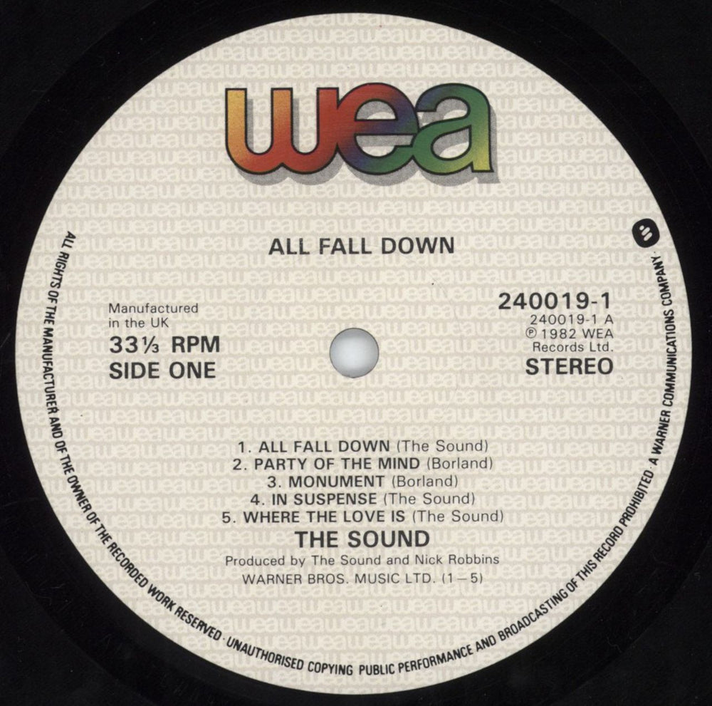 The Sound All Fall Down UK vinyl LP album (LP record) T-SLPAL96001