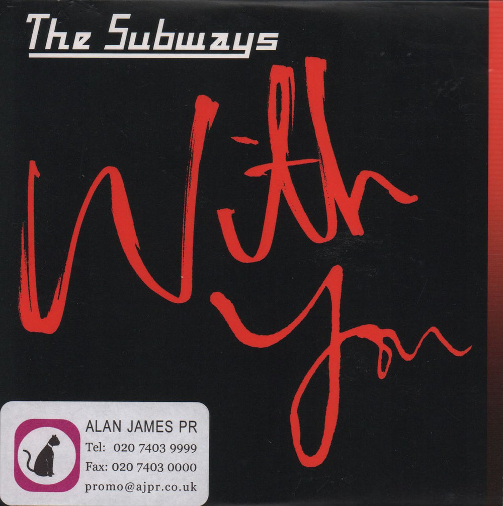 The Subways With You UK Promo CD single (CD5 / 5") PR015529