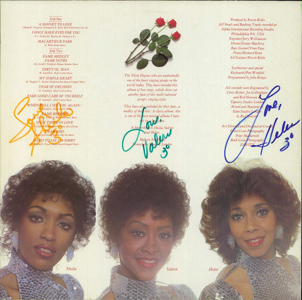 The Three Degrees Album Of Love - Fully Autographed UK vinyl LP album (LP record)