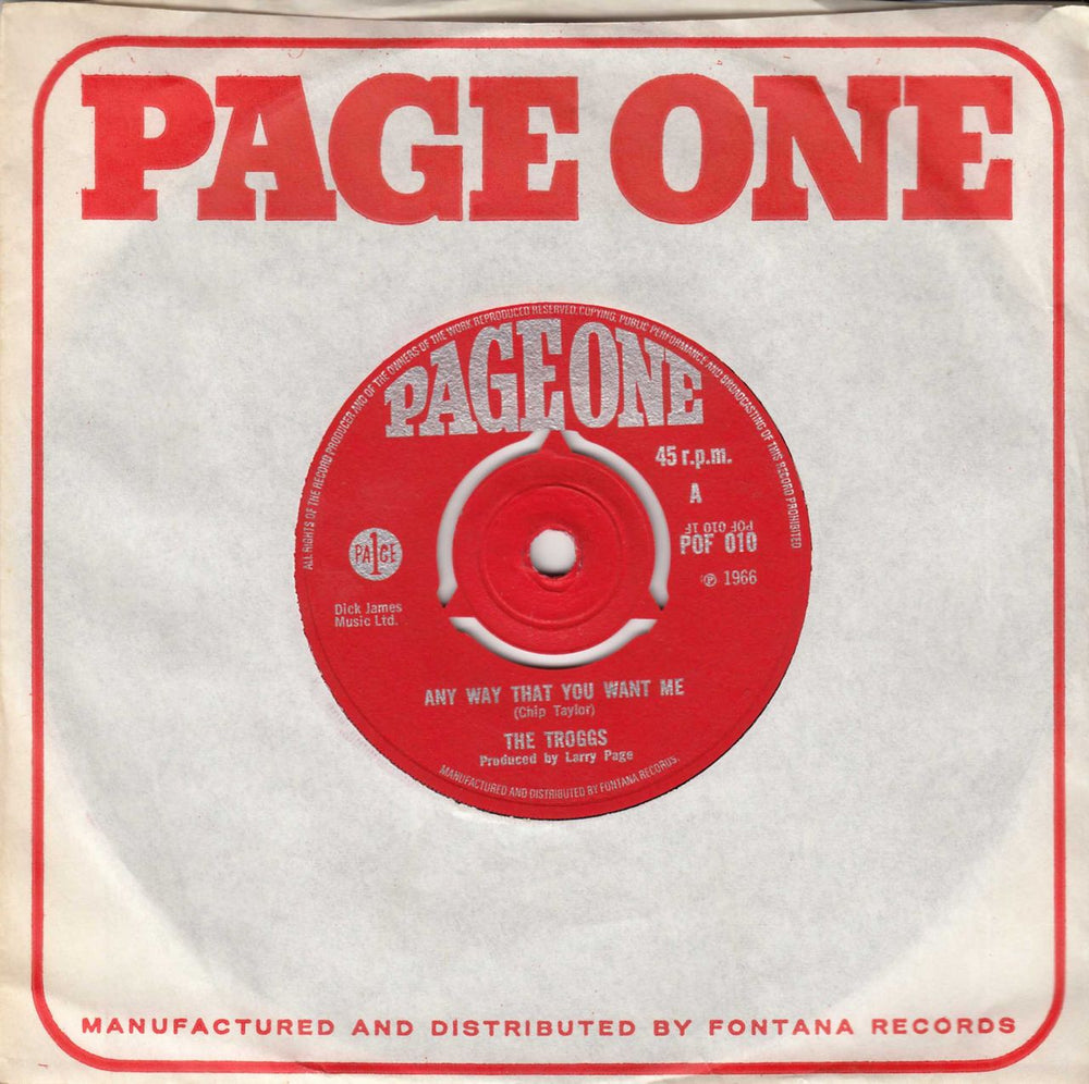 The Troggs Any Way That You Want Me - 3pr [B] UK 7" vinyl single (7 inch record / 45) POF010