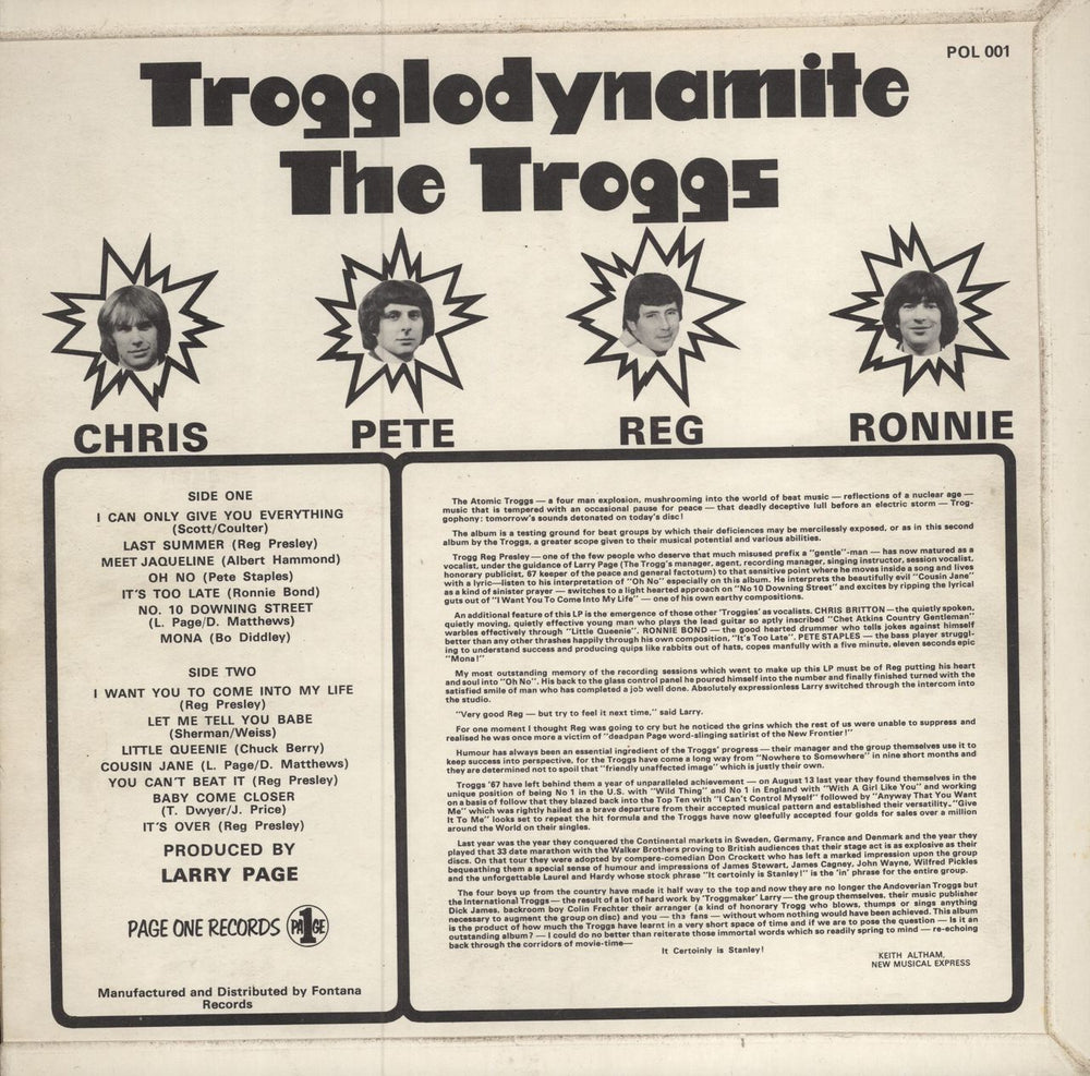 The Troggs Trogglodynamite UK vinyl LP album (LP record) TRGLPTR568775