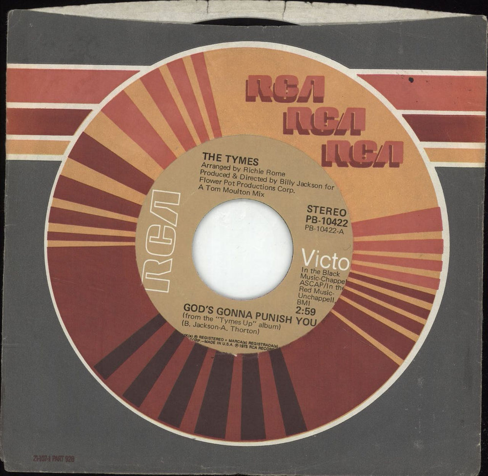 The Tymes God's Gonna Punish You US 7" vinyl single (7 inch record / 45) PB-10422