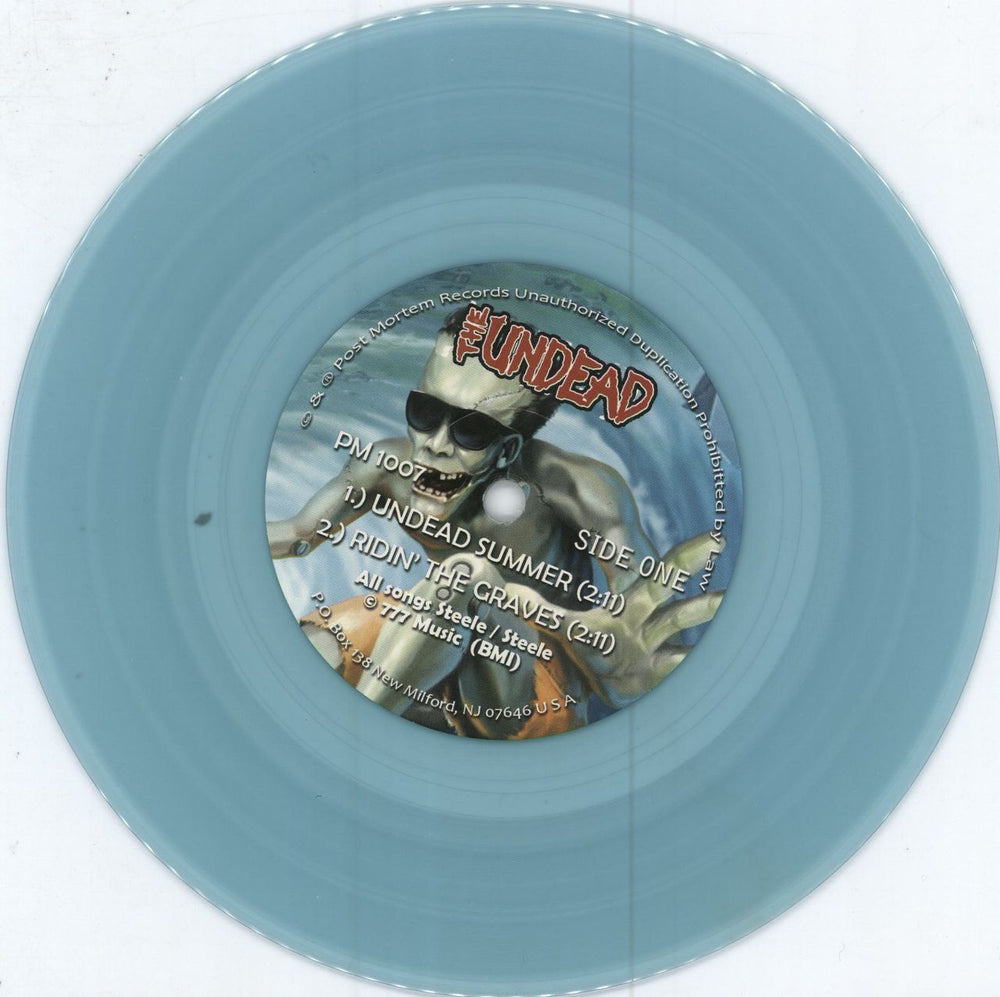 The Undead Having An Undead Summer - Blue Vinyl - Autographed US 7" vinyl single (7 inch record / 45) 31L07HA783270