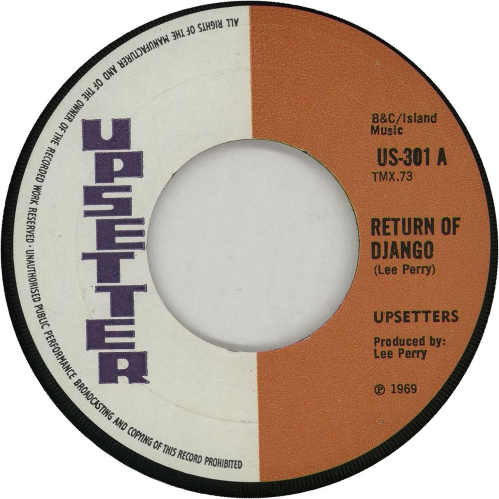 The Upsetters Return Of Django - Wide UK 7" vinyl single (7 inch record / 45) US-301