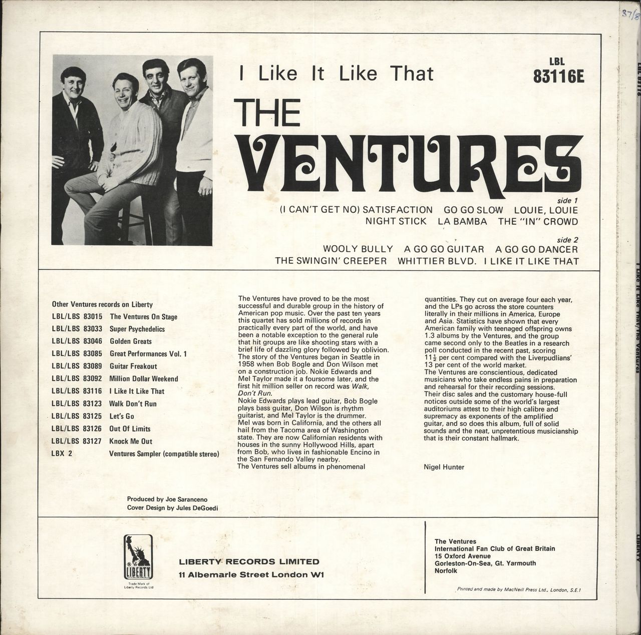 The Ventures I Like It Like That UK Vinyl LP — RareVinyl.com