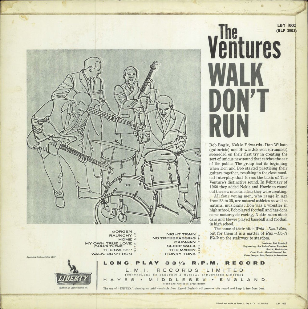 The Ventures Walk Don't Run UK vinyl LP album (LP record)