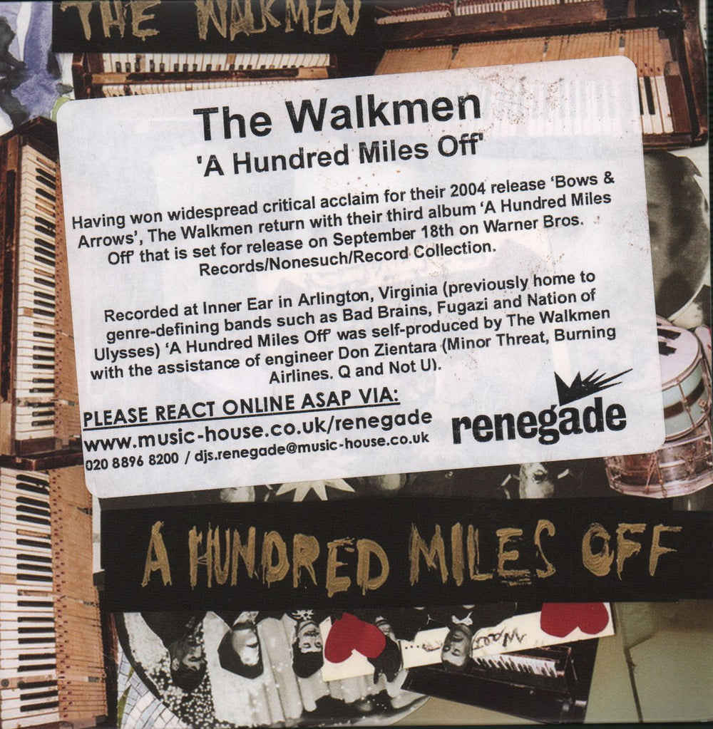 The Walkmen A Hundred Miles Off UK Promo CD album (CDLP) PROP05381