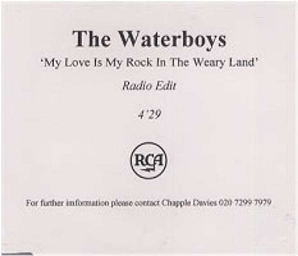 The Waterboys My Love Is My Rock In The Weary Land UK Promo CD-R acetate CD ACETATE