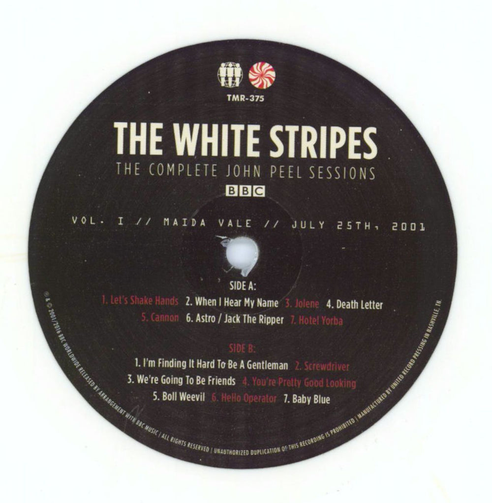 The White Stripes The Complete John Peel Sessions - RSD16 - White & Red Vinyl US 2-LP vinyl record set (Double LP Album) WST2LTH734753