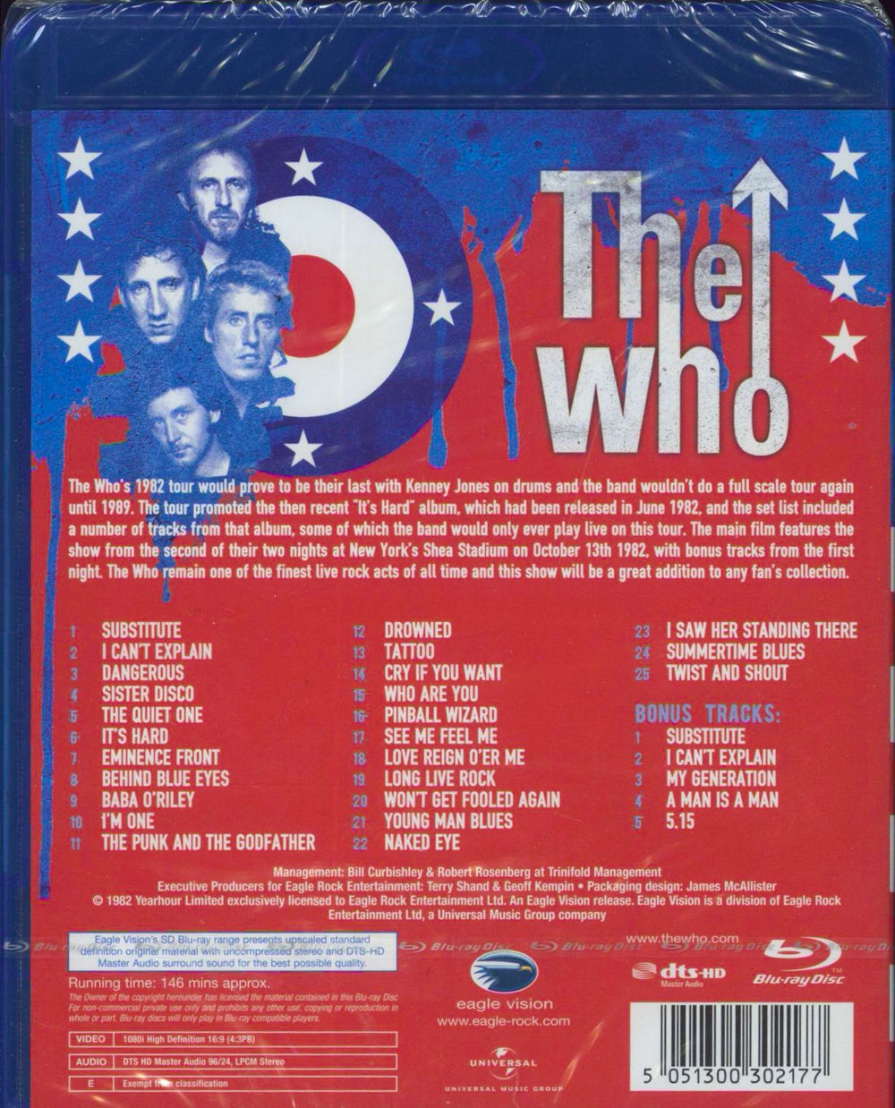 The Who Live At Shea Stadium 1982 - Sealed UK Blu Ray DVD 5051300302177