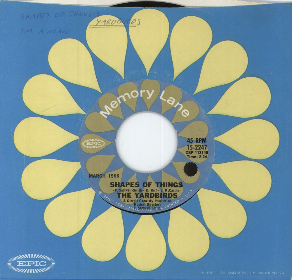 The Yardbirds Shapes Of Things US 7" vinyl single (7 inch record / 45) 15-2247