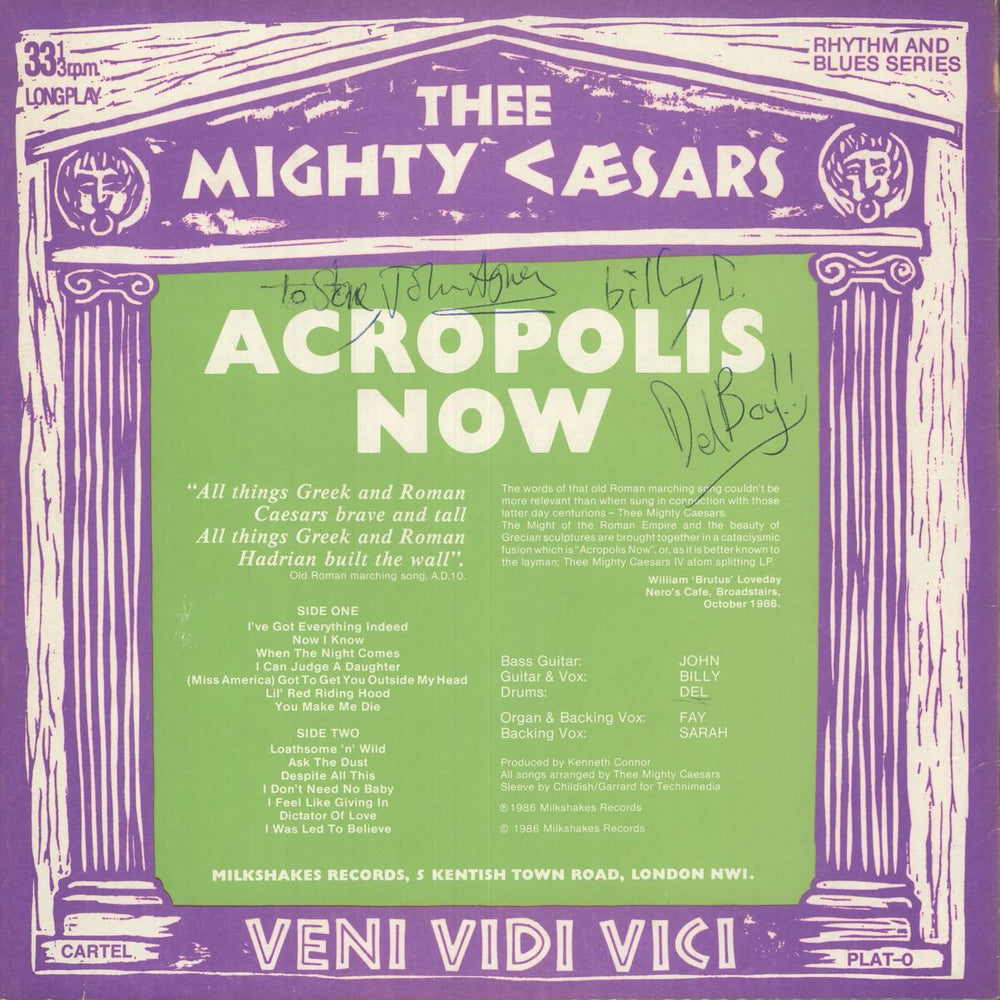Thee Mighty Caesars Acropolis Now -Autographed UK vinyl LP album (LP record)