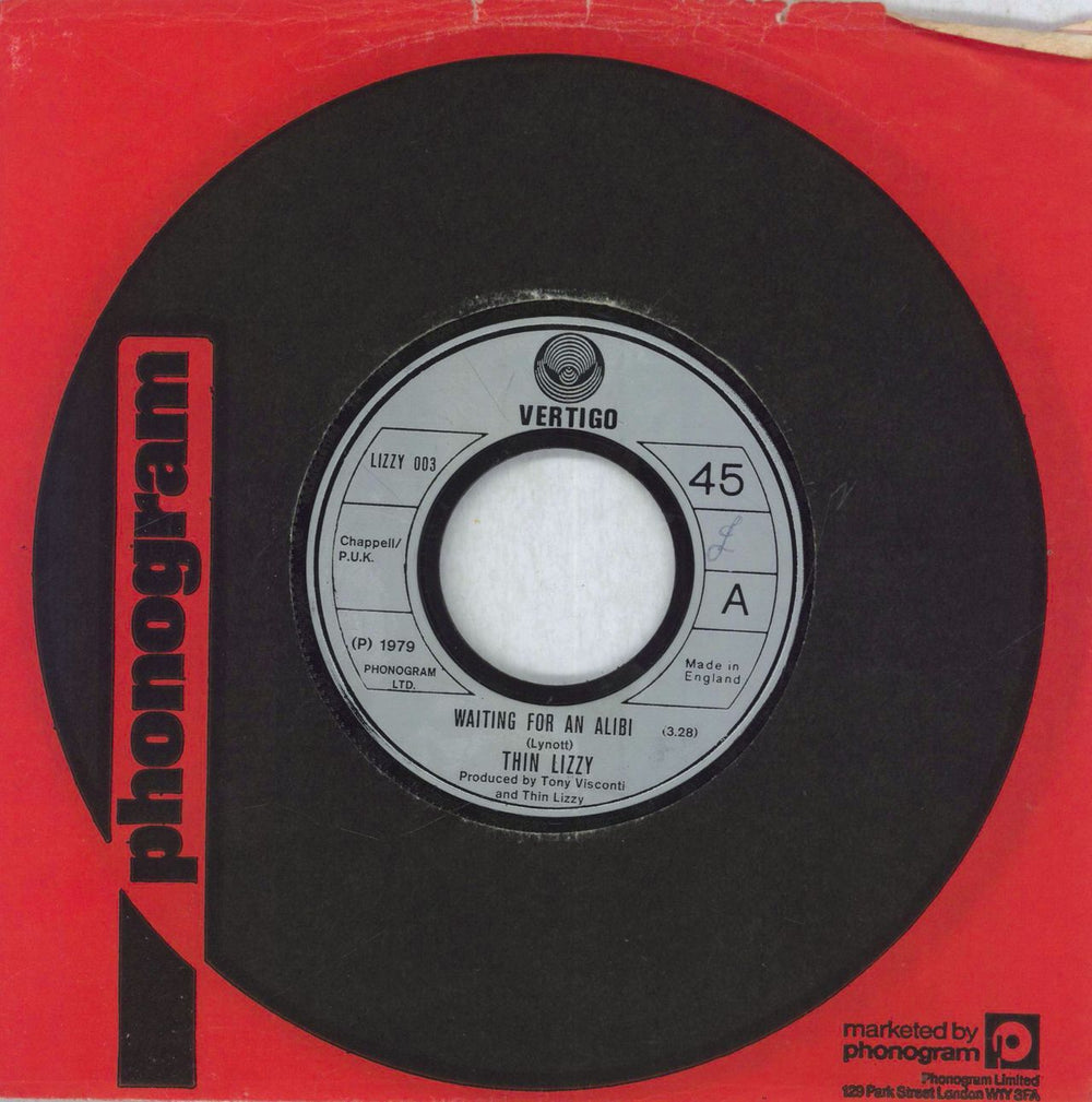 Thin Lizzy Waiting For An Alibi - Jukebox UK 7" vinyl single (7 inch record / 45) LIZZY003