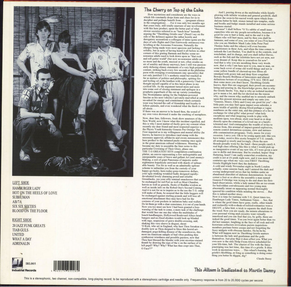 Throbbing Gristle Greatest Hits: Entertainment Through Pain UK vinyl LP album (LP record) 5060174952289