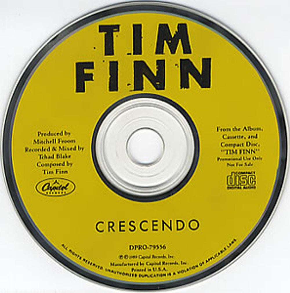 Tim Finn Crescendo US Promo CD single (CD5 / 5") DPRO-79556