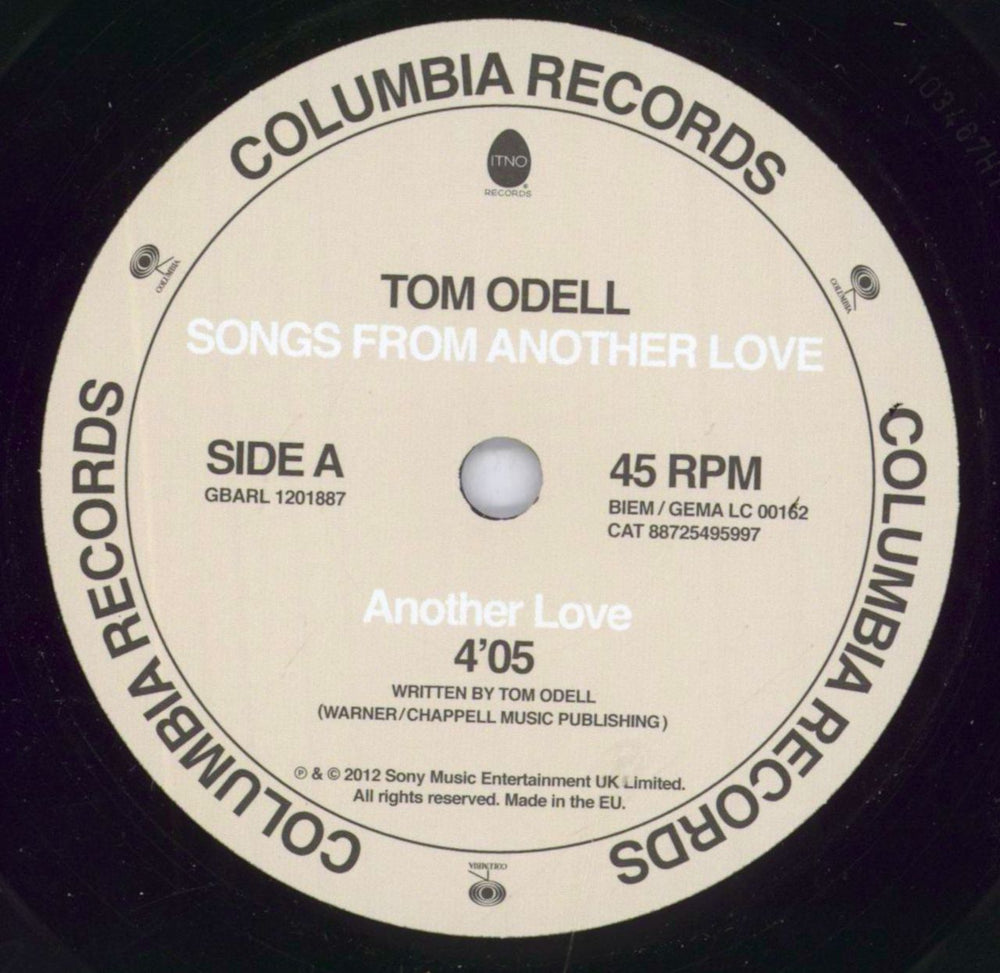 Tom Odell Songs From Another Love - Autographed UK 7" vinyl single (7 inch record / 45) V4307SO660820