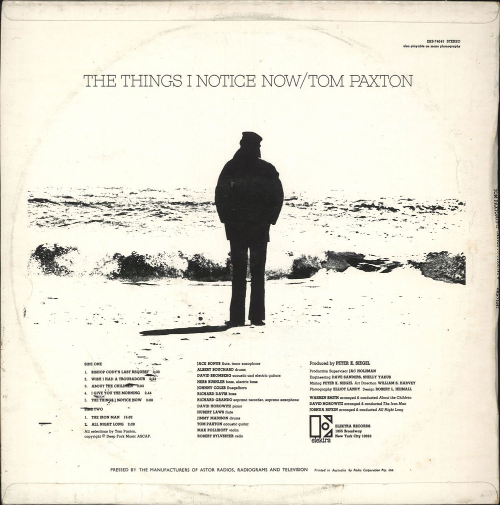 Tom Paxton The Things I Notice Now Australian vinyl LP album (LP record)