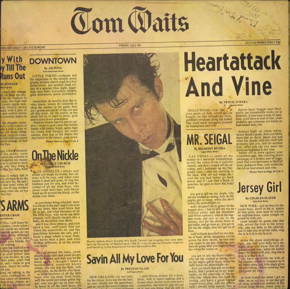 Tom Waits Heartattack And Vine - EX UK vinyl LP album (LP record) K52252