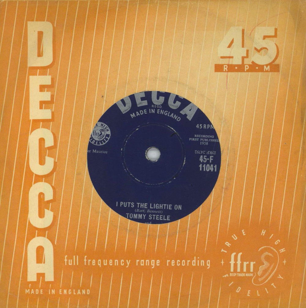 Tommy Steele The Only Man On The Island - Solid UK 7" vinyl single (7 inch record / 45)