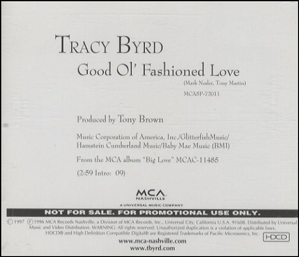 Tracy Byrd Good Ol' Fashioned Love US Promo CD single (CD5 / 5") MCA5P-72011