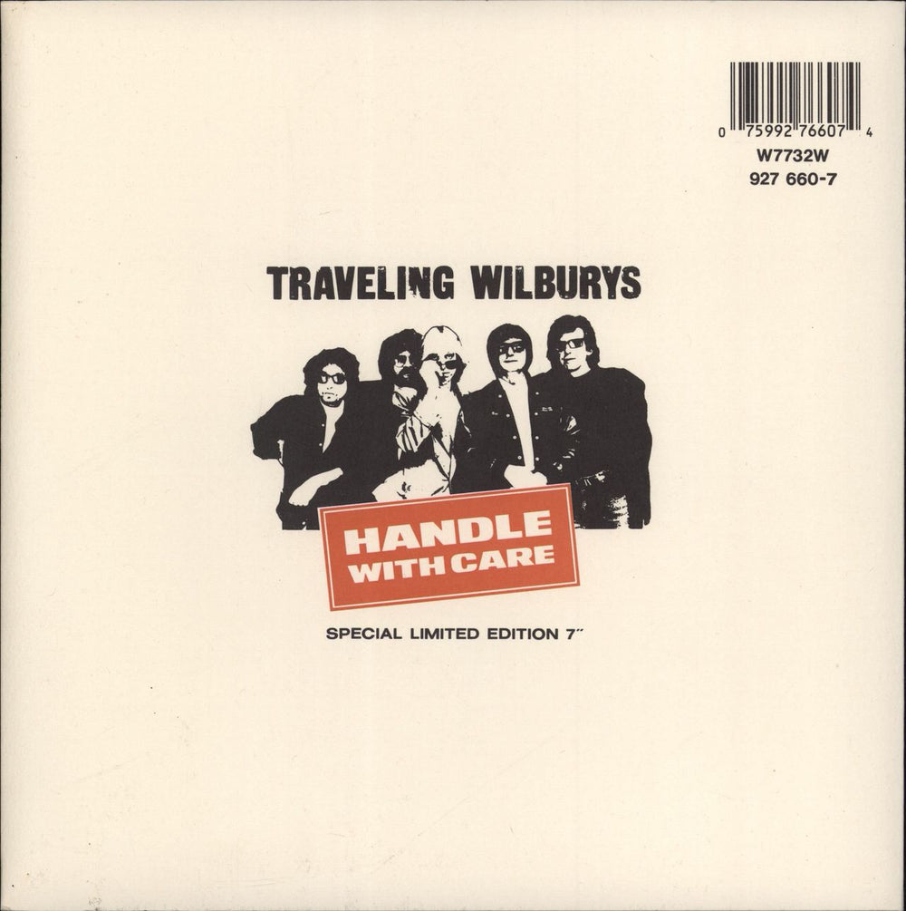 Traveling Wilburys Handle With Care + Opened Sticker UK 7" vinyl single (7 inch record / 45) TRV07HA43072