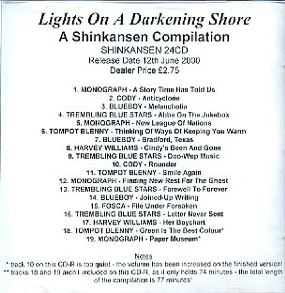 Trembling Blue Stars Lights On A Darkening Shore UK Promo CD-R acetate CD-R ACETATE