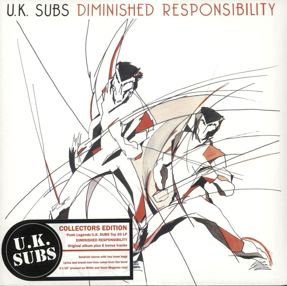 U.K. Subs Diminished Responsibility - White & Magenta Vinyl - Sealed UK 2-LP vinyl record set (Double LP Album) UKSUBSDEM004