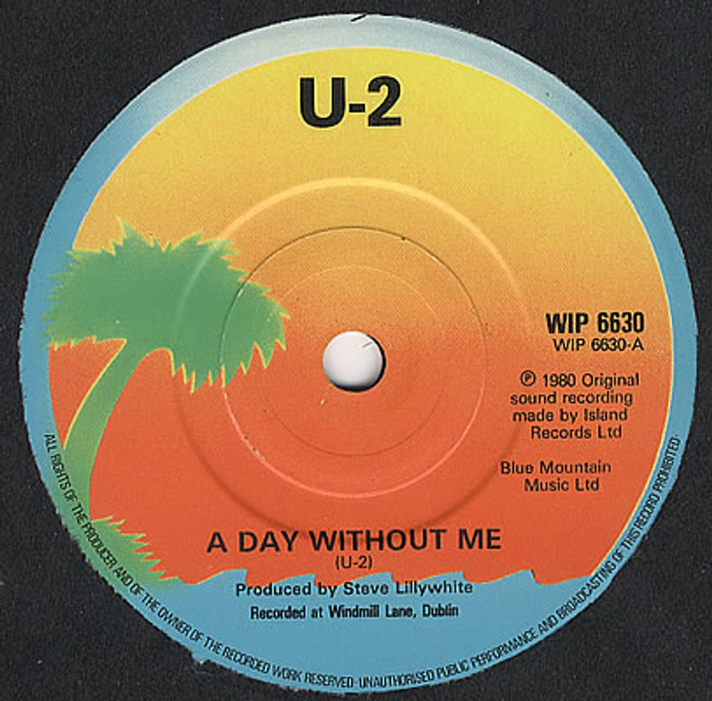 U2 A Day Without Me - Solid UK 7" vinyl single (7 inch record / 45) WIP6630