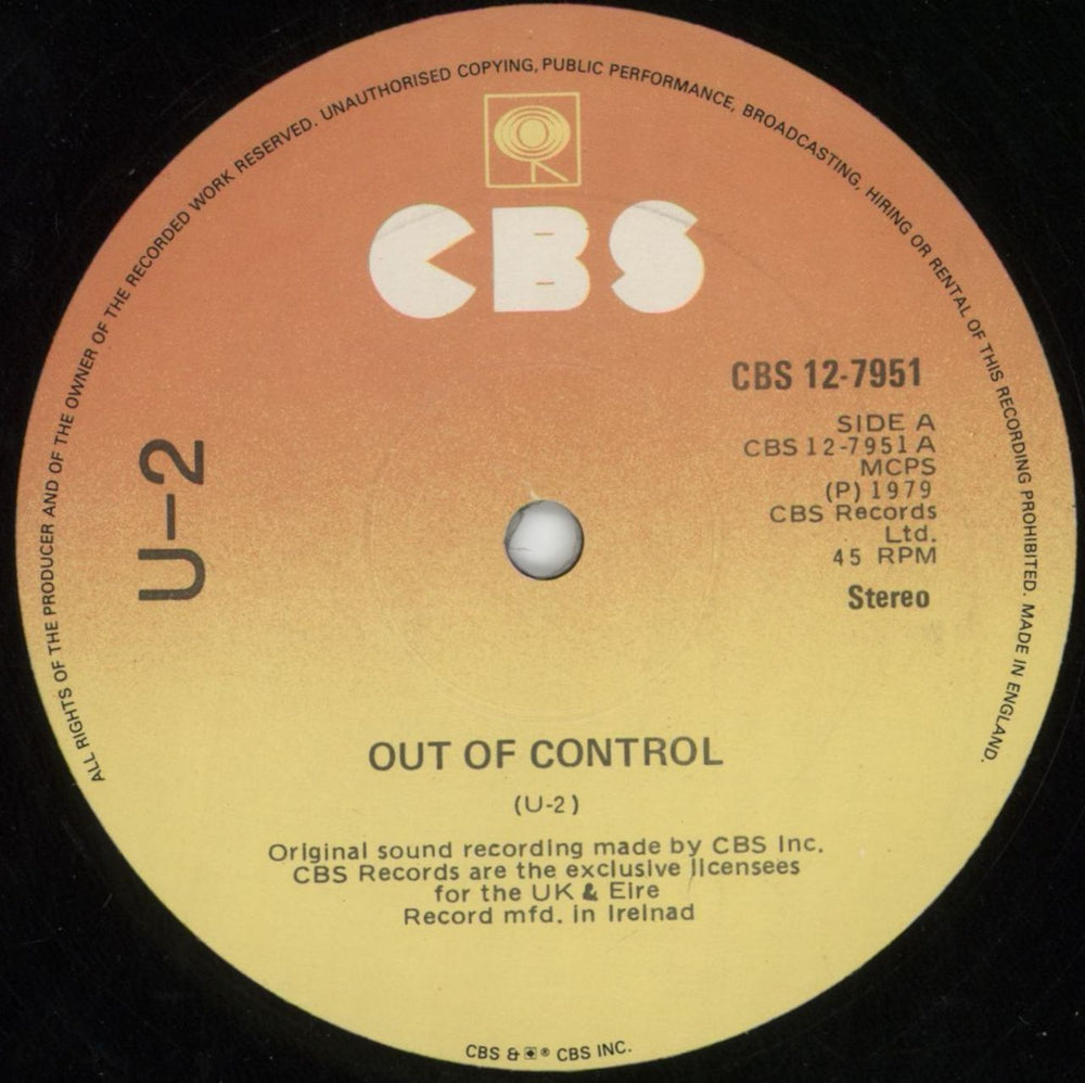 U2 Three EP - 3rd Irish 12" vinyl single (12 inch record / Maxi-single) CBS12-7951