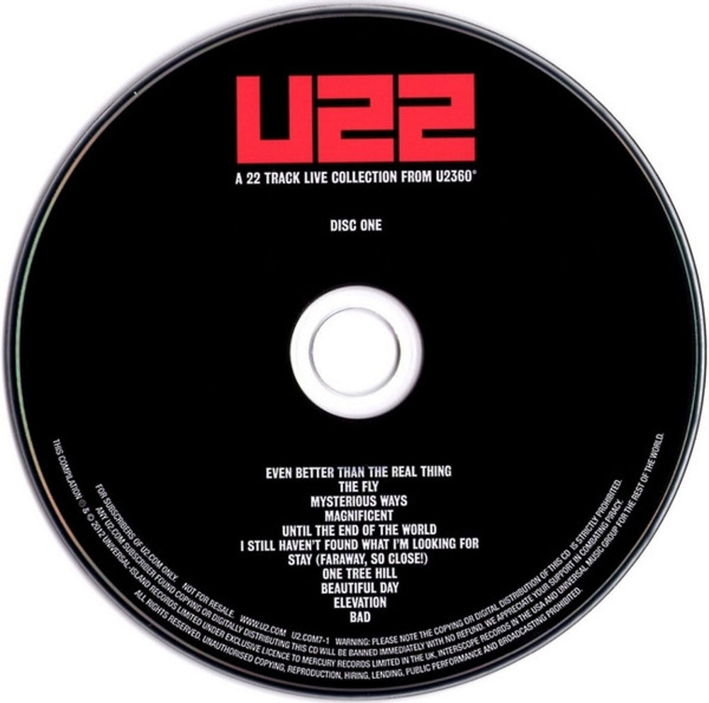 U2 U22: A 22 Track Live Collection From U2360° UK 2 CD album set (Double CD)