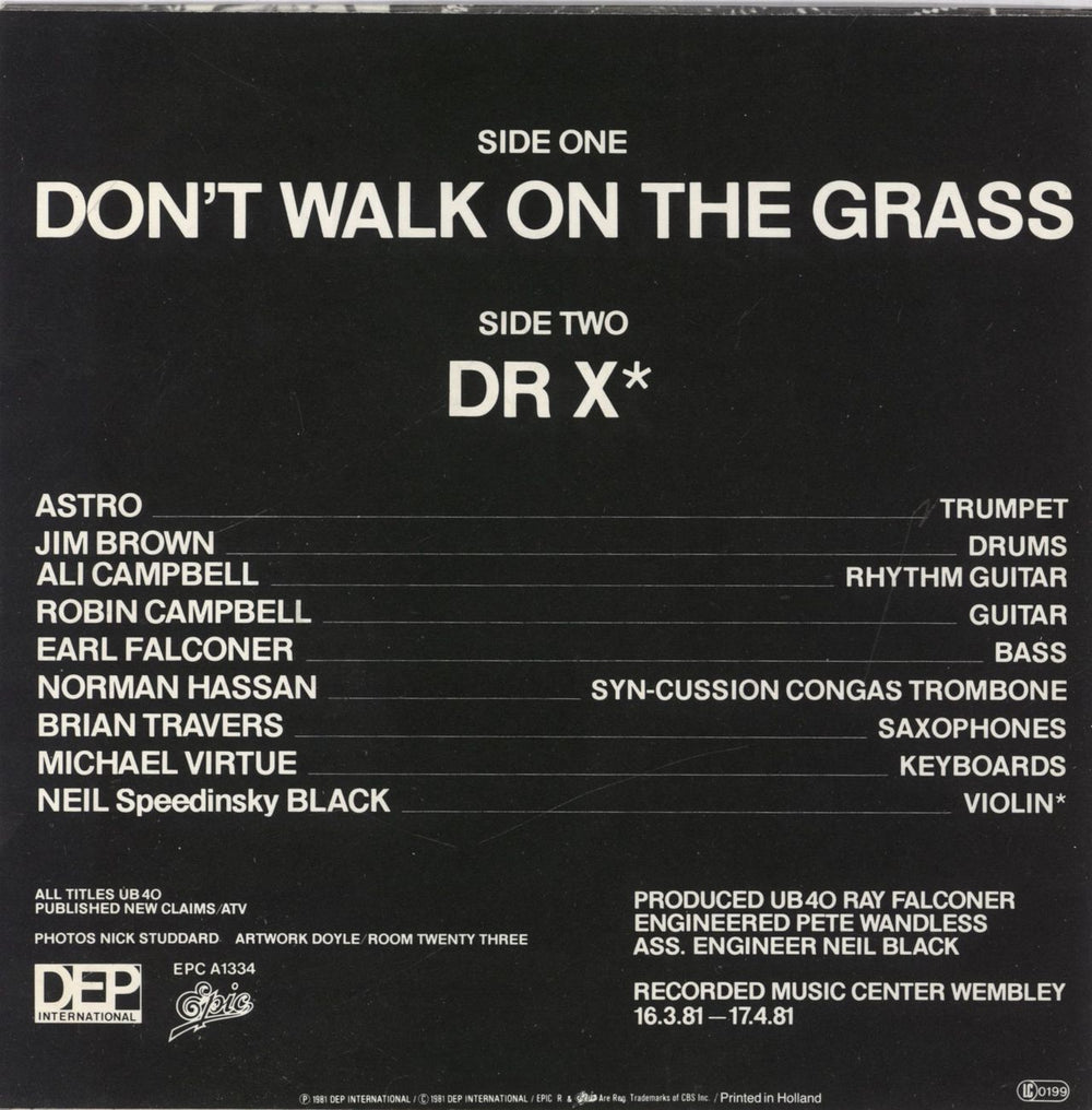 UB40 Don't Walk On The Grass Dutch 7" vinyl single (7 inch record / 45) UB407DO727358