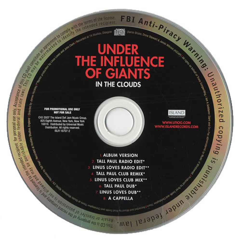 Under the Influence Of Giants In The Clouds US Promo CD single (CD5 / 5") ISLR-16707-2