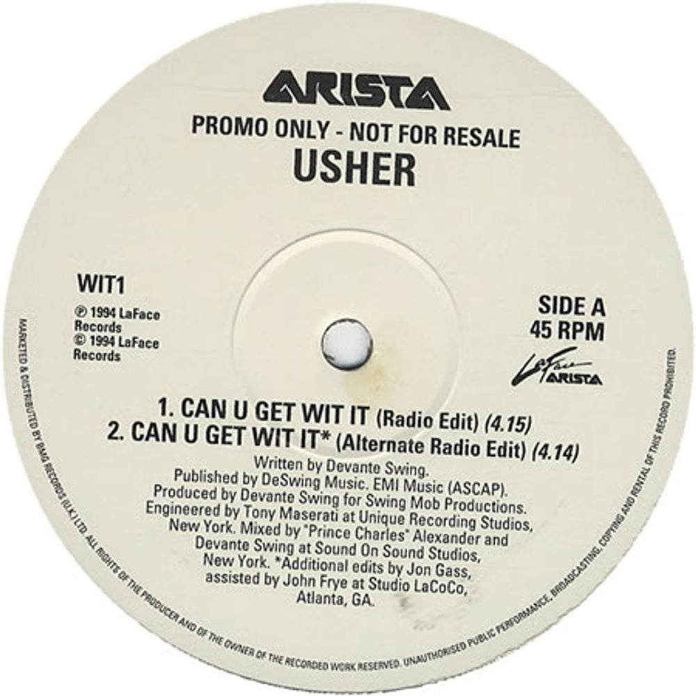 Usher Can U Get Wit It UK Promo 12" vinyl single (12 inch record / Maxi-single) WIT1