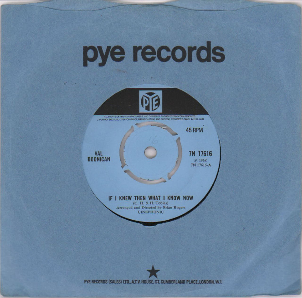 Val Doonican If I Knew Then What I Know Now - 4pr UK 7" vinyl single (7 inch record / 45) 7N.17616