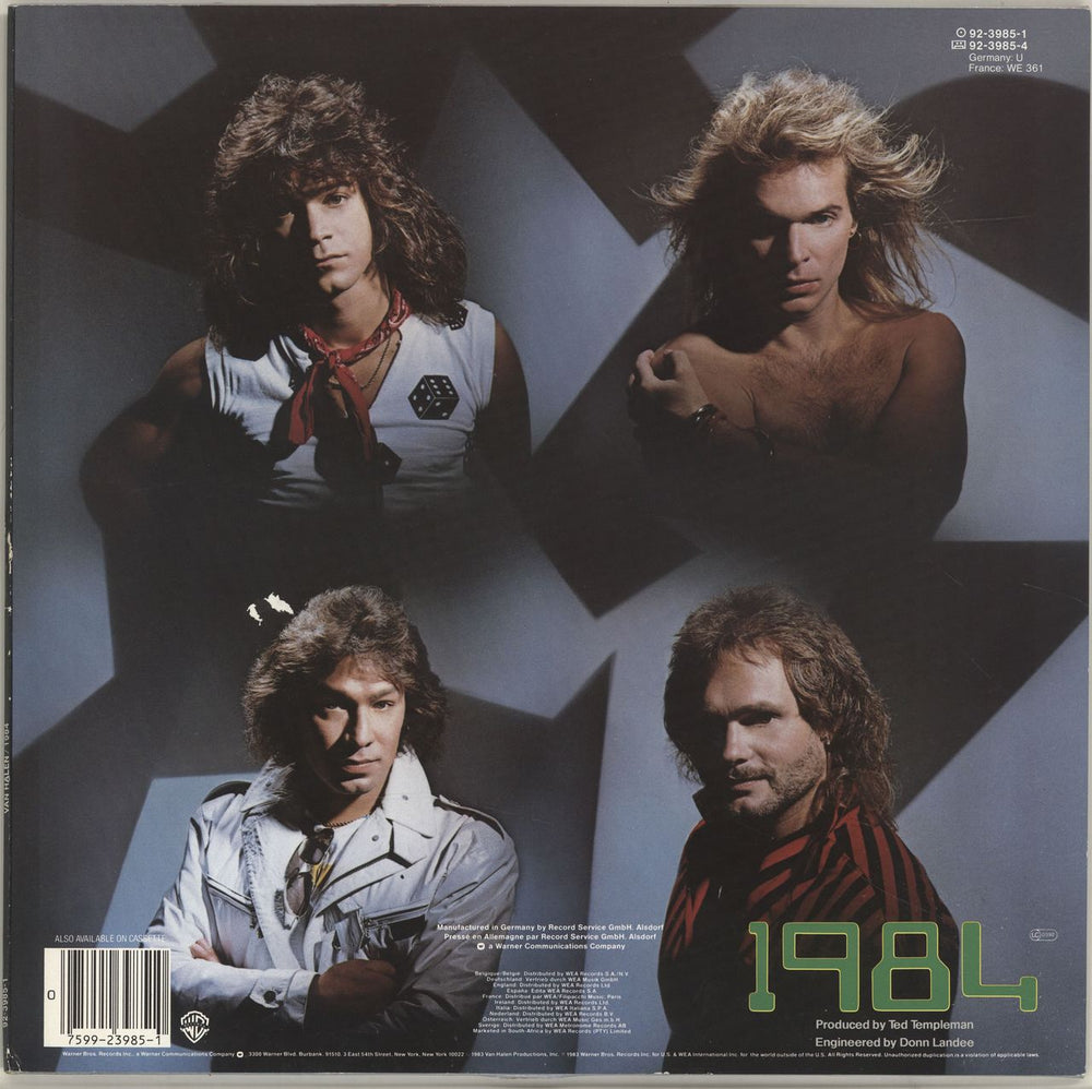 Van Halen MCMLXXXIV - Stickered German vinyl LP album (LP record) 075992398510