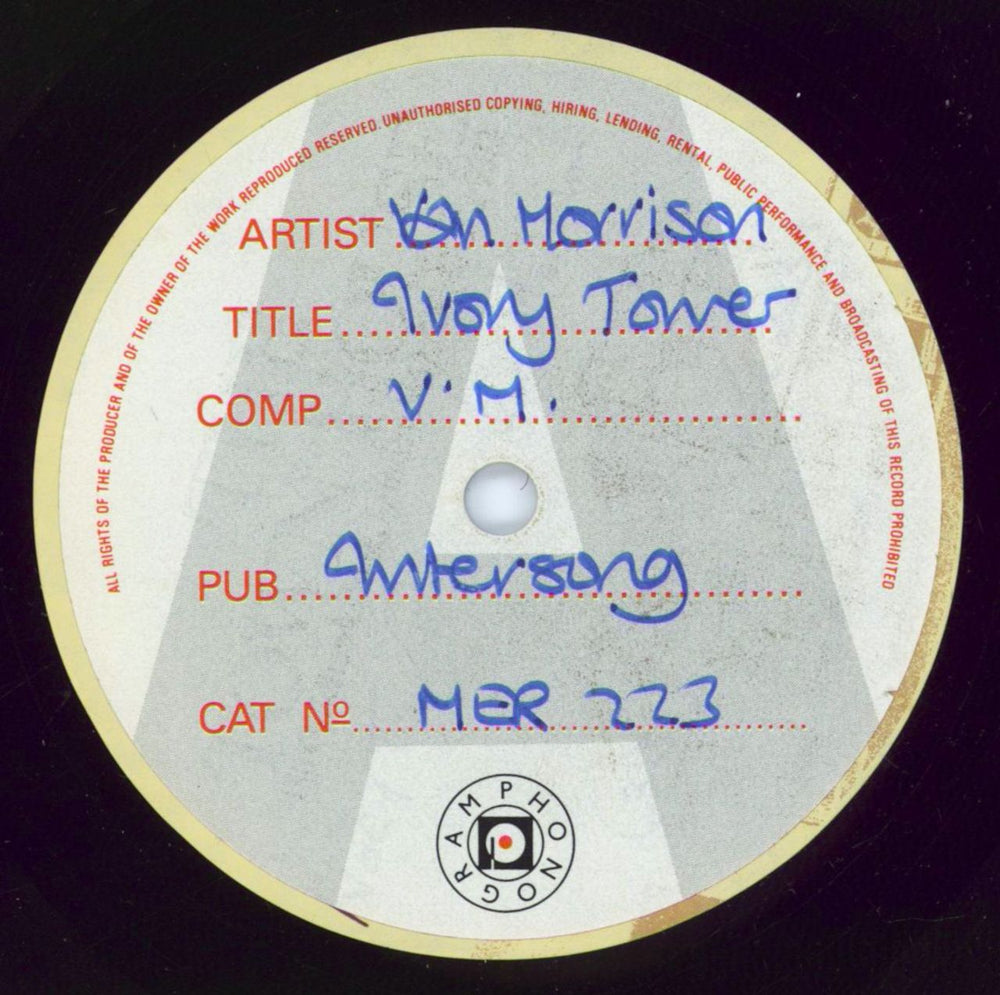 Van Morrison Ivory Tower UK acetate MER223