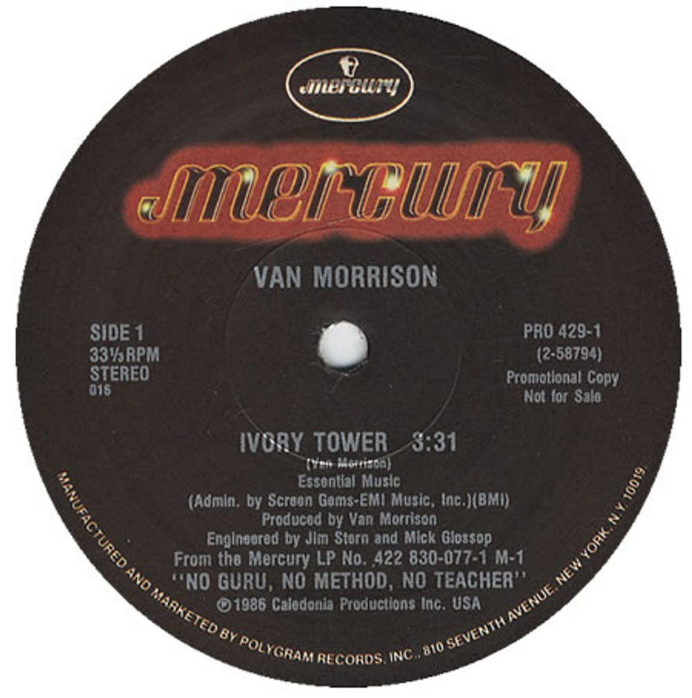 Van Morrison Ivory Tower US Promo 12" vinyl single (12 inch record / Maxi-single) PRO429-1