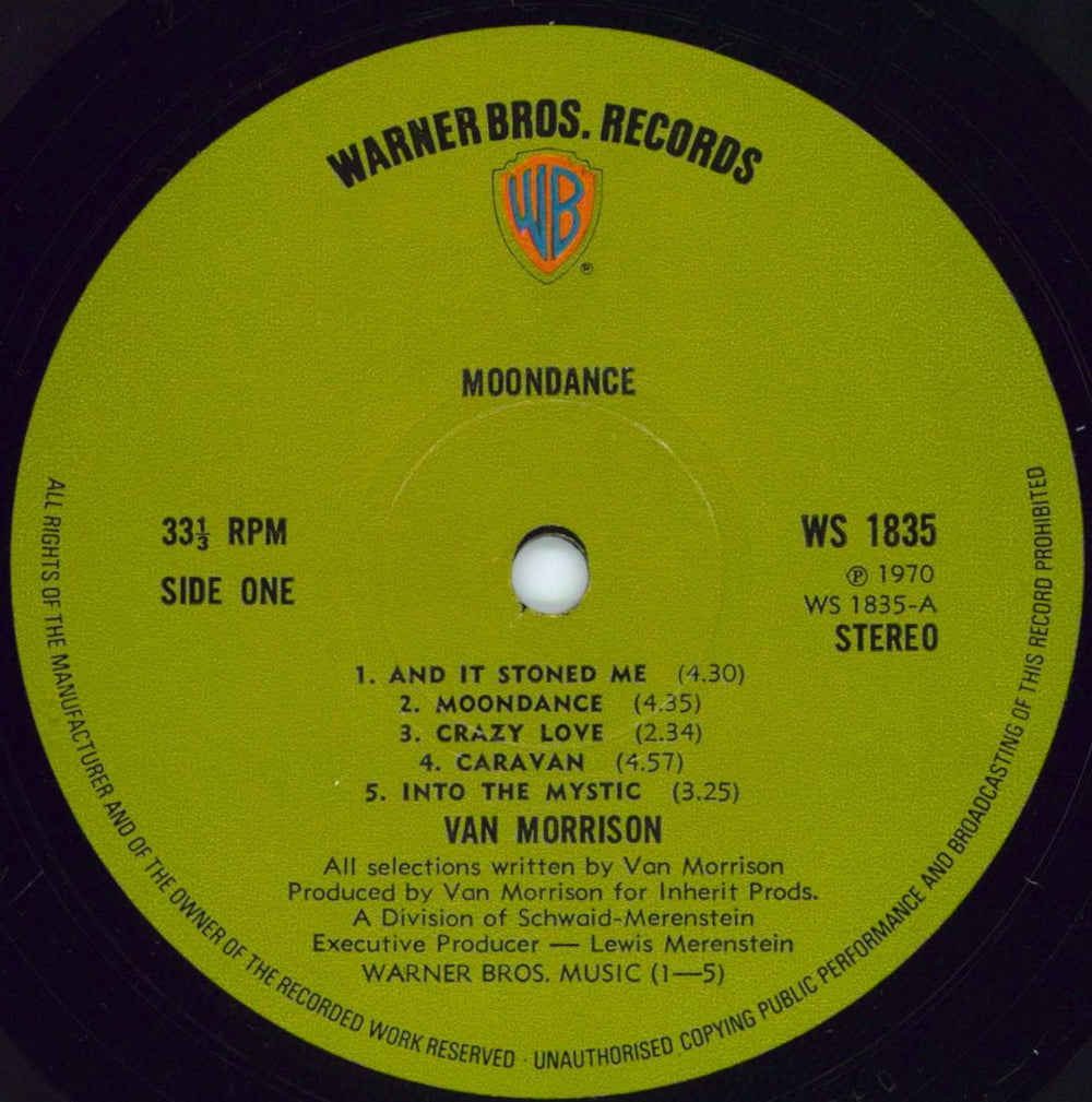 Van Morrison Moondance - green label UK vinyl LP album (LP record) VMOLPMO771901