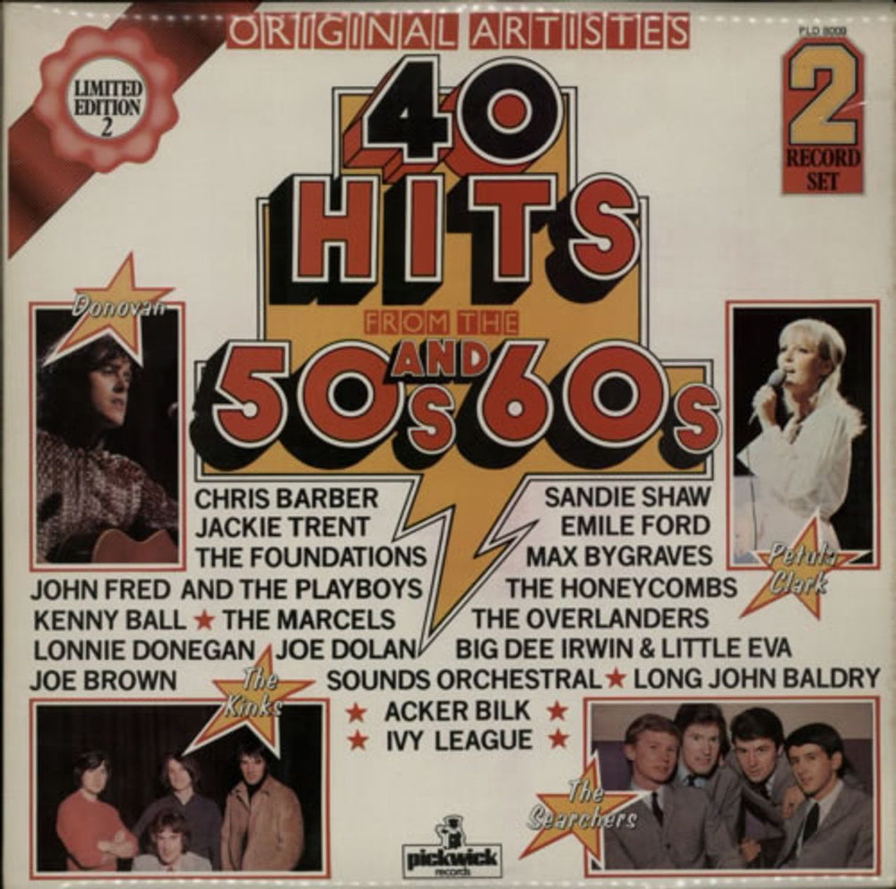 Various-60s & 70s 40 Hits From The 50s And 60s UK 2-LP vinyl record set (Double LP Album) PLD8009